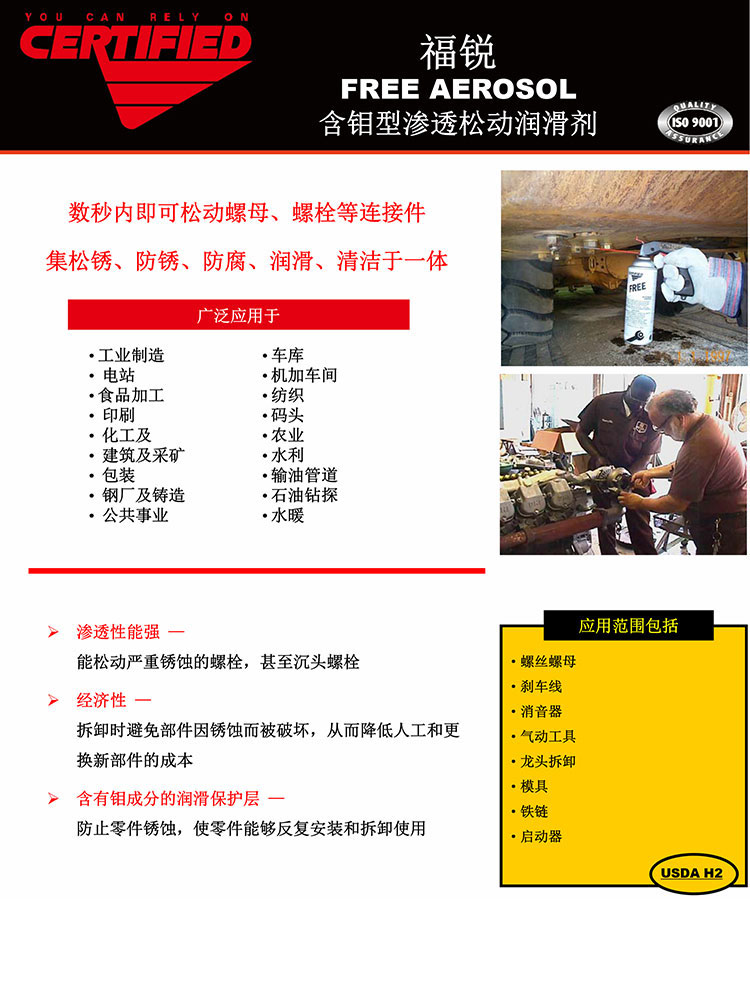 福锐-FREE-AEROSOL-含钼型渗透松动润滑剂