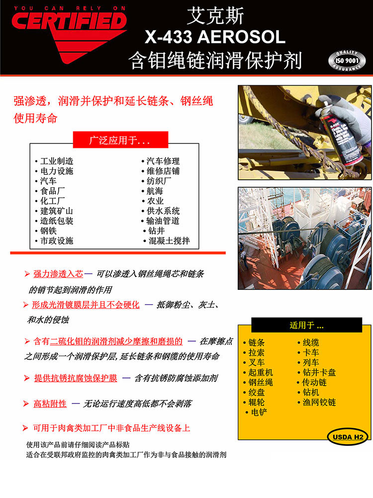 艾克斯-X-433-AEROSOL-含钼绳链润滑保护剂